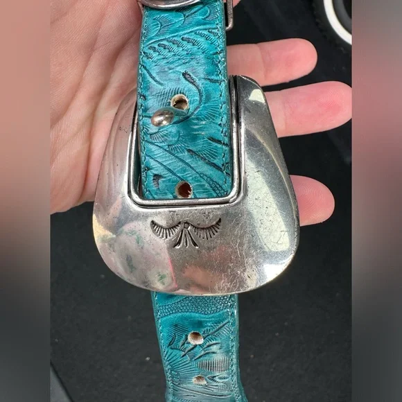 Justin Boots Teal and Silver Women's Belt - Picture 8 of 14